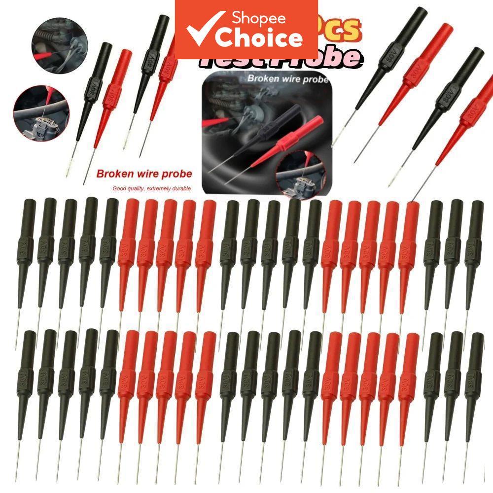 One Pack ฉนวนเจาะ Test Probe, 10 ชิ้น 30 โวลต์ 1A Non-Desctive มัลติมิเตอร์เข็มเคล็ดลับ Probe สําหรับวินิจฉัยยานยนต์