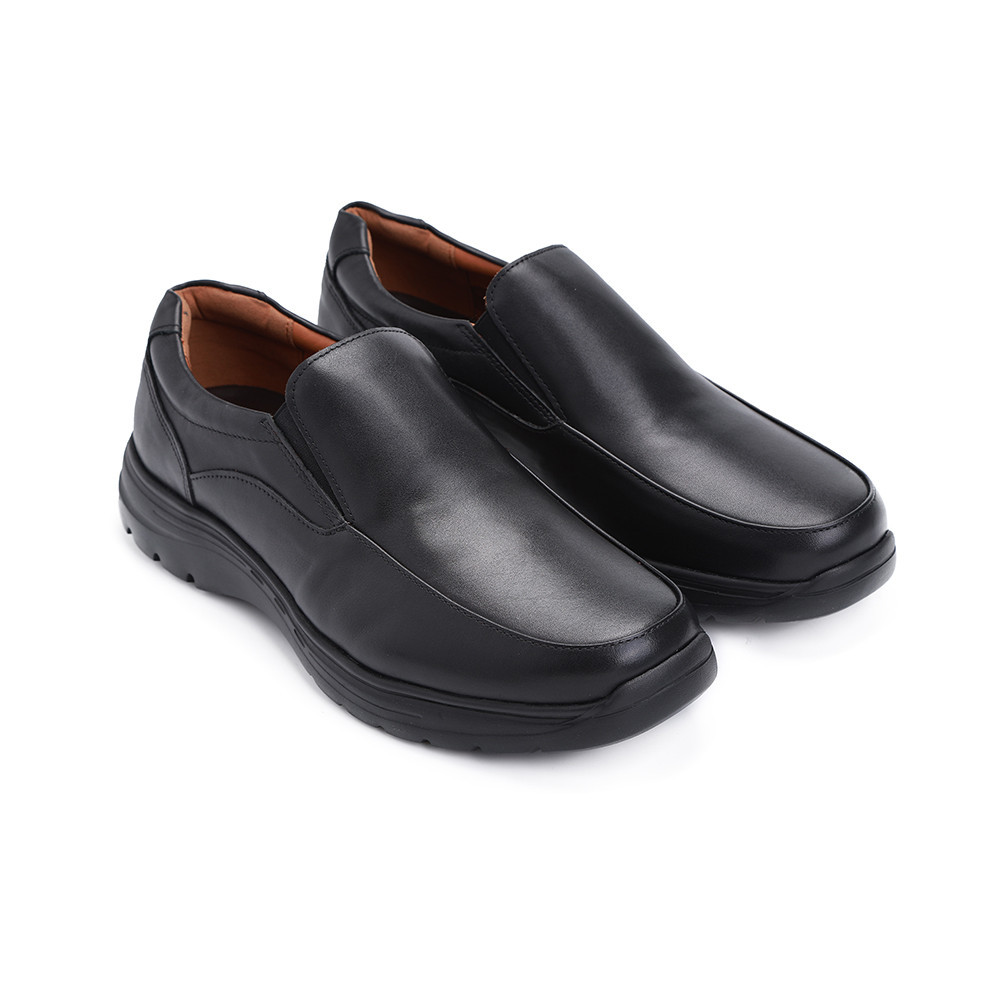 Hush Puppies حذاء رسمي رجالي جلد طبيعي سهل الارتداء — أسود