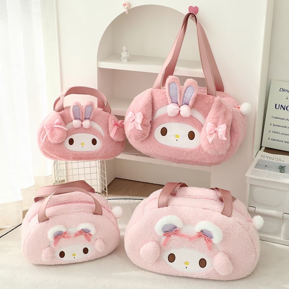 กระเป๋าสะพาย My Melody แบบฟูกน่ารัก พร้อมกระเป๋าถือ tote สไตล์นักเรียน
