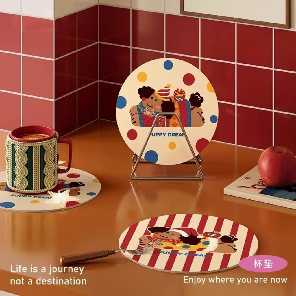 卡通可爱硅藻泥吸水杯垫咖啡厨房沥水餐垫餐盘耐高温防烫隔热垫Cartoon cute diatom mud absorbent coaster coffee kitchen20250920