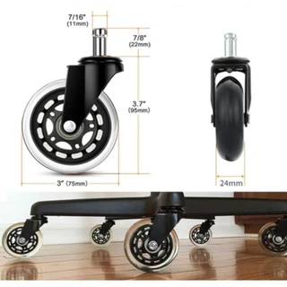 CHORDZY 5PCS เก้าอี้สํานักงานล้อ, Mute หมุน 2.5 นิ้ว/ 3 นิ้วยางล้อ, Universal เฟอร์นิเจอร์ฮาร์ดแวร์ PU ล้อเปลี่ยนหมุนได้เก้าอี้โฮมออฟฟิศ