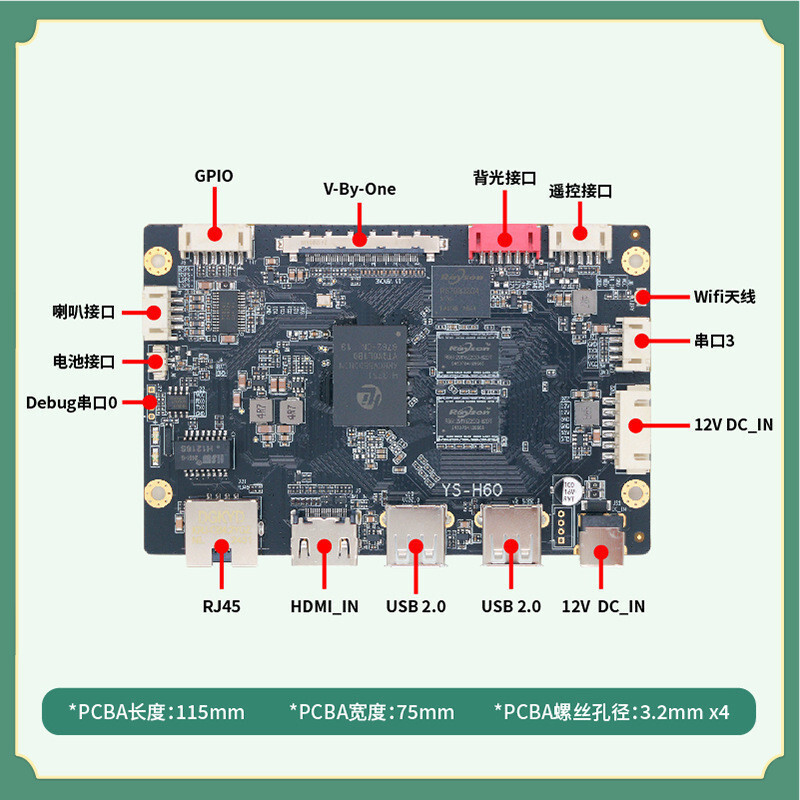 ชิป Maisi สมาร์ทเมนบอร์ด Android 2G ขนส่ง 4K จอแสดงผลที่ชัดเจนเป็นพิเศษ 10MB พอร์ตเครือข่ายบริการตนเ