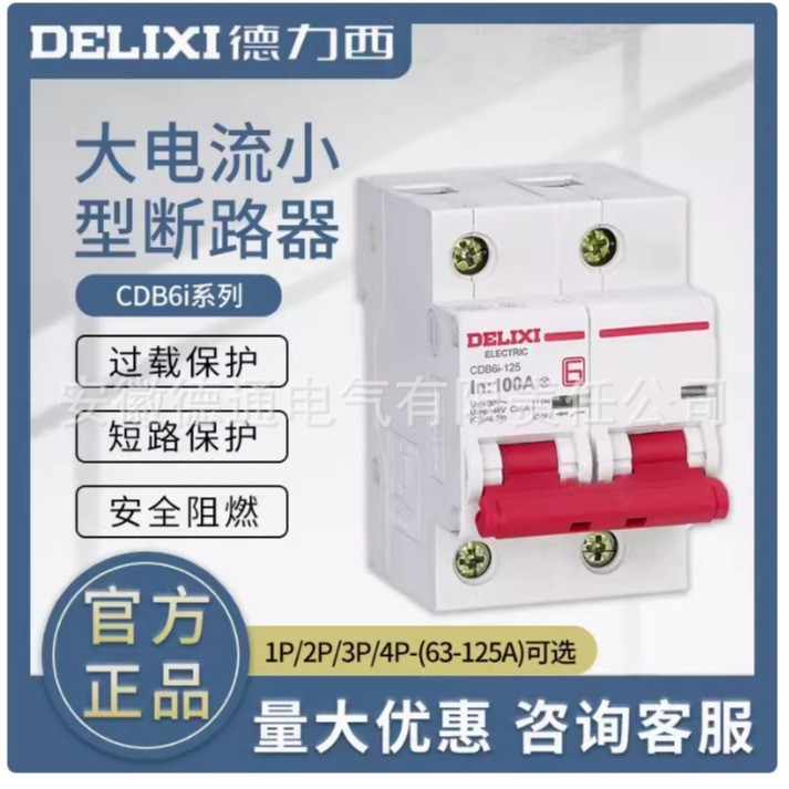 Delixi C Type High Current Circuit Breaker CDB6i-125 63A80A100A125 2P3P4P Hollow
