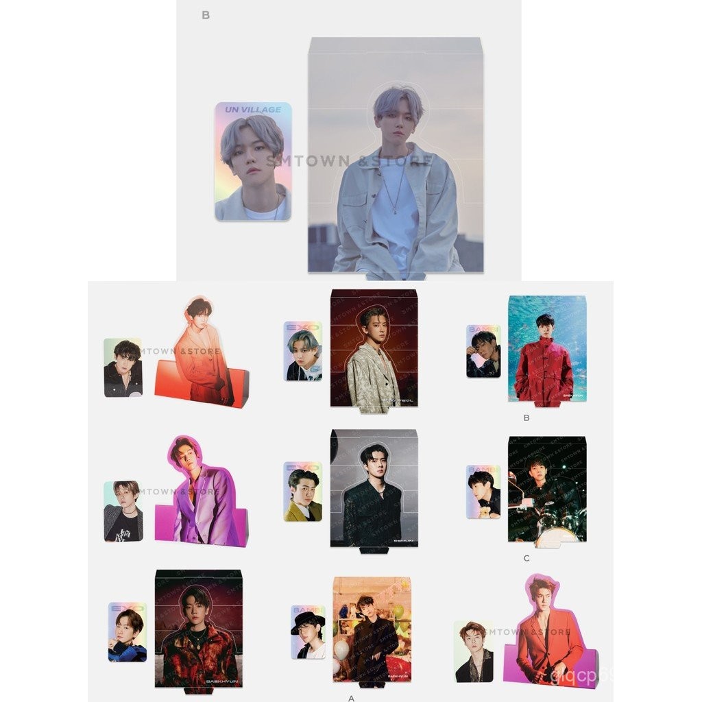 [] EXO Stand Flash Card Official Border Baekhyun Park Chanyeol Wu Sehun Flash Card Stand