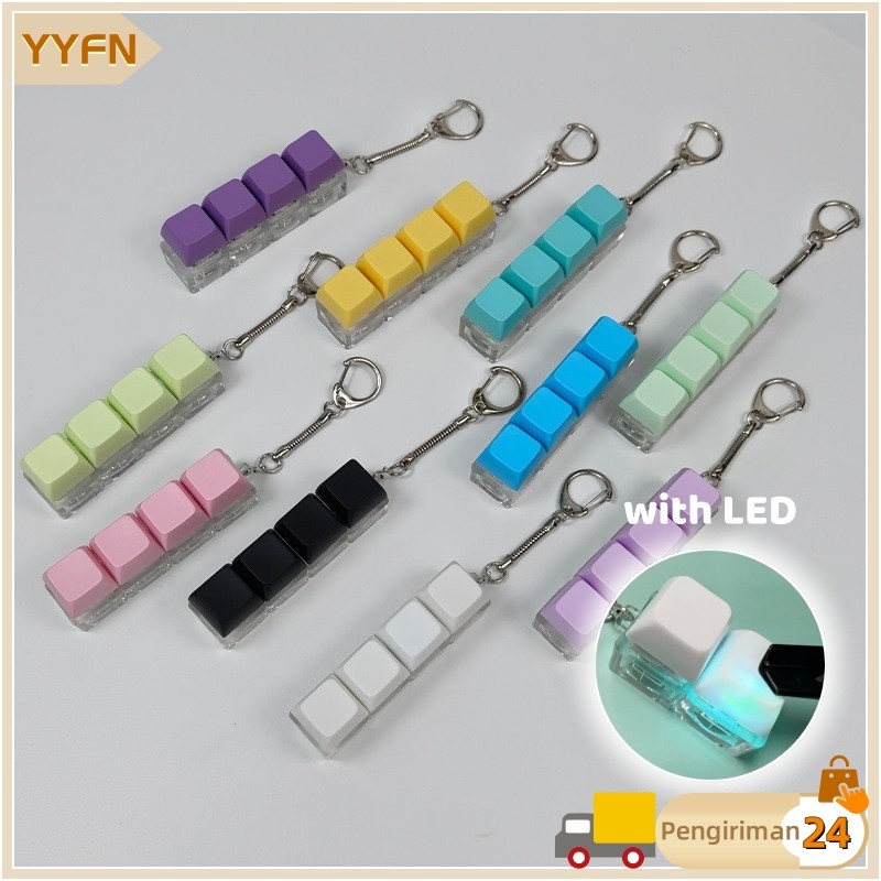 GANTUNGAN พวงกุญแจ Fidget ของเล่นพร้อมไฟ LED เครื่องทดสอบคีย์บอร์ดปุ่มกดเกม Geek Dopamin ASMR
