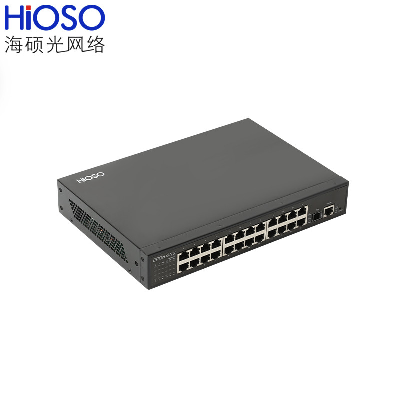 HiOSO24 Port 100M EPON Optical Fiber ONU Switch อุปกรณ์กล้องเฝ้าระวังความปลอดภัยเฉพาะ Clear Transmis