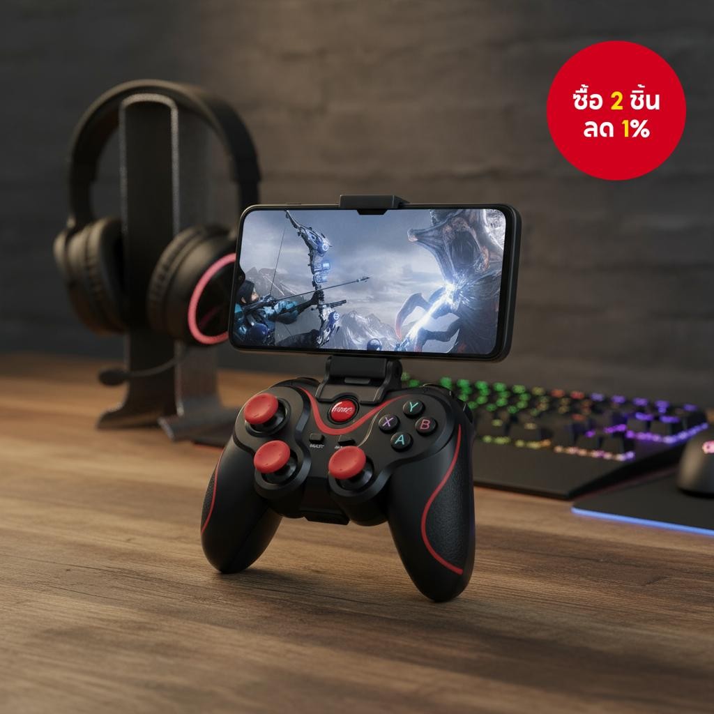 จอยเกมไร้สาย X3 ที่มาพร้อมอะแดปเตอร์ OTG ออกแบบตามหลักสรีรศาสตร์สําหรับเล่นเกมบน Android/สมาร์ทโฟน/P