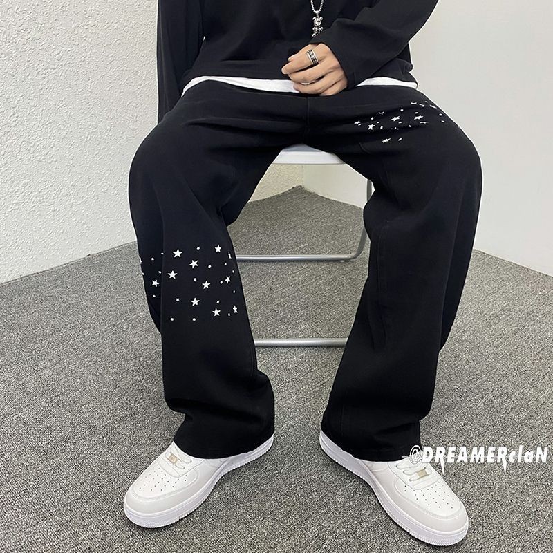 五角星印花美式牛仔裤男女vibe高街复古夏天裤子男潮牌直筒休闲裤five-pointed star print american jeans for men and women vib20251014