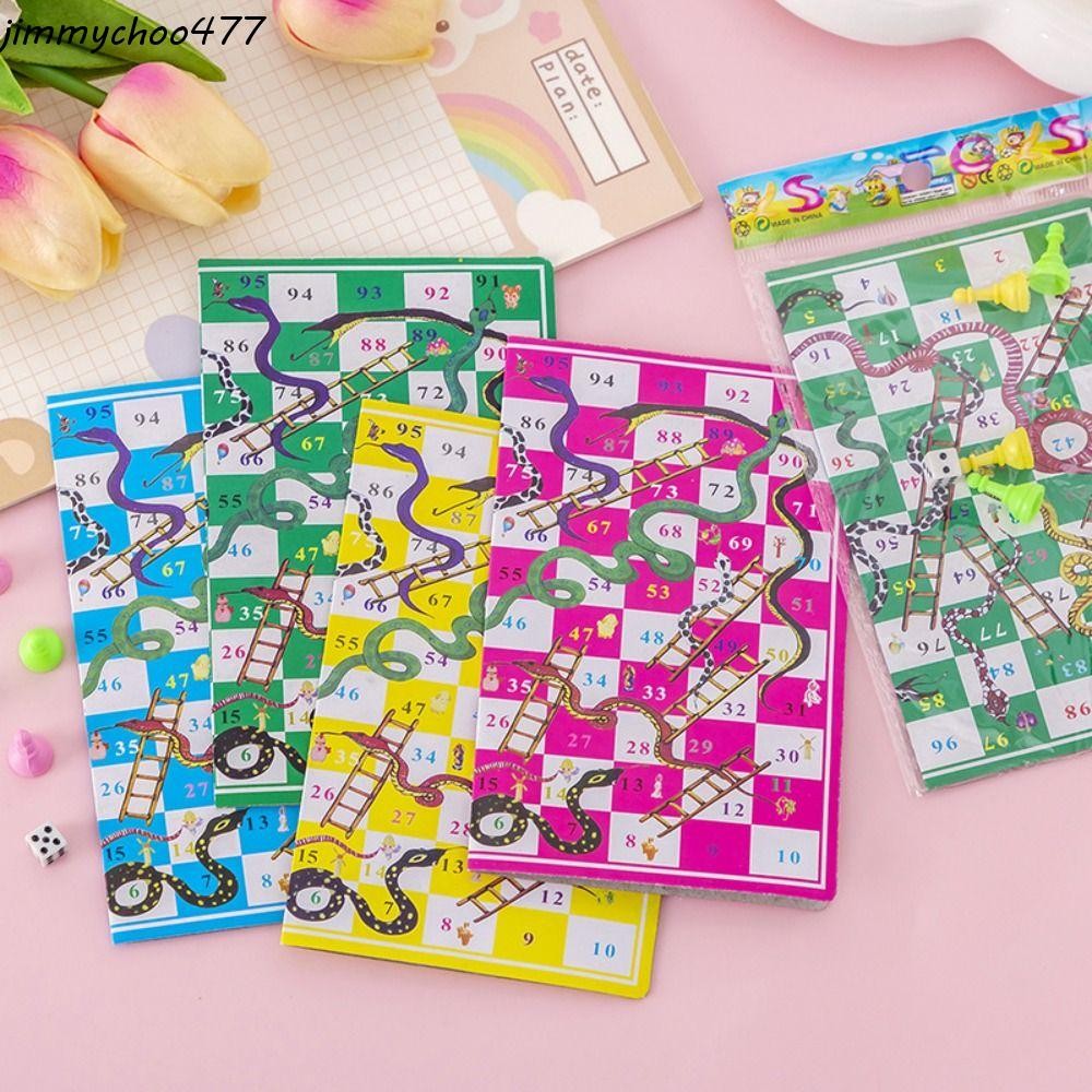 JIMMYCHOO Snake Ladder Toys, Family Board Game Flying Chess Board, Puzzle game Plastic Portable Educ