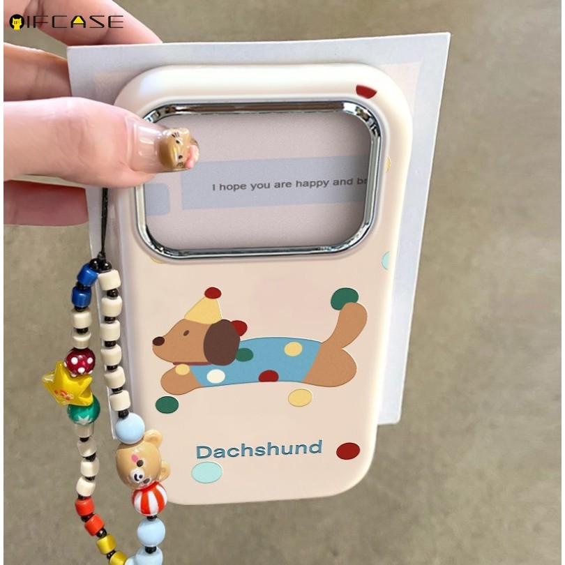 สําหรับ Samsung Galaxy S25 S24 S23 S22 Plus Ultra S21 S20 FE Lite เคสโทรศัพท์พร้อมสายคล้องน่ารักการ์ตูน Dachshund สุนัข Puppy Polka Dot นุ่มปลอกกรณีปกหลัง