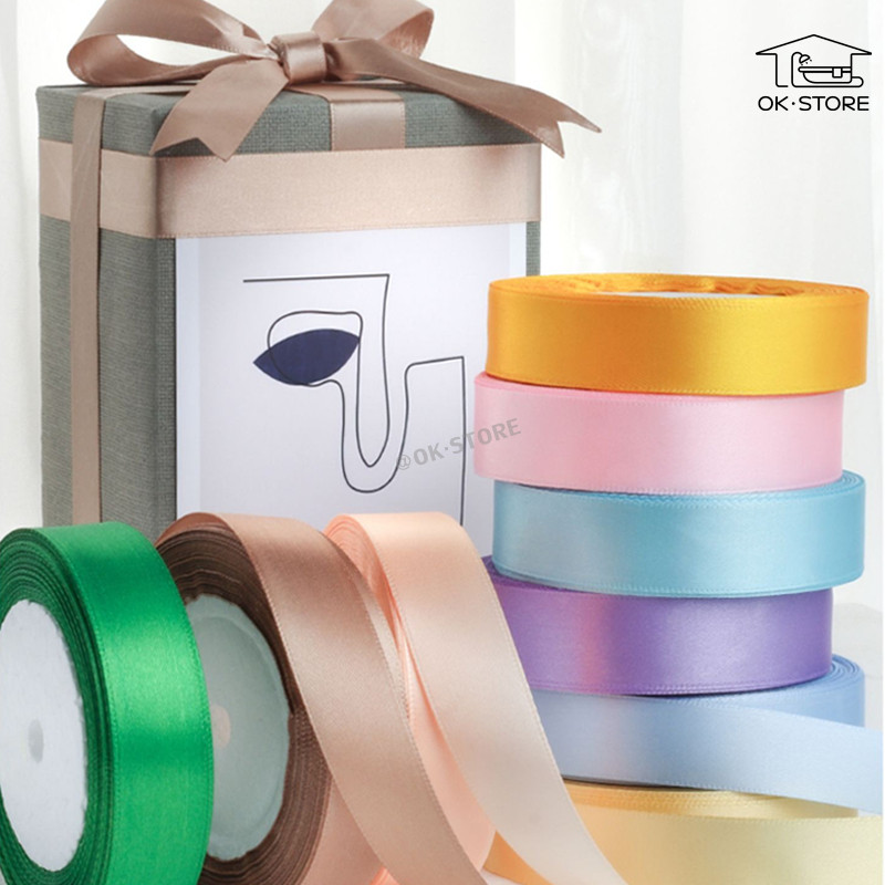 ริบบิ้นผ้าซาติน หน้ากว้าง 2ซม./ 4ซม. ยาว 25 หลา/ม้วน สําหรับตกแต่งงานหัตถกรรม