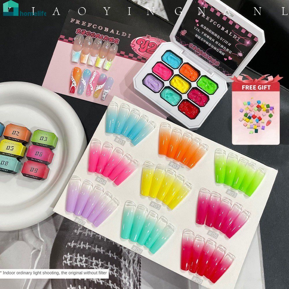 ซื้อ 1 แถม 1 ฟรี XiaoYing Nail Art Y2K9 สี 1 ชุด เจลทาเล็บแบบตบเบาๆ โปร่งแสง กาวติดเล็บแบบส่องไฟ Nai