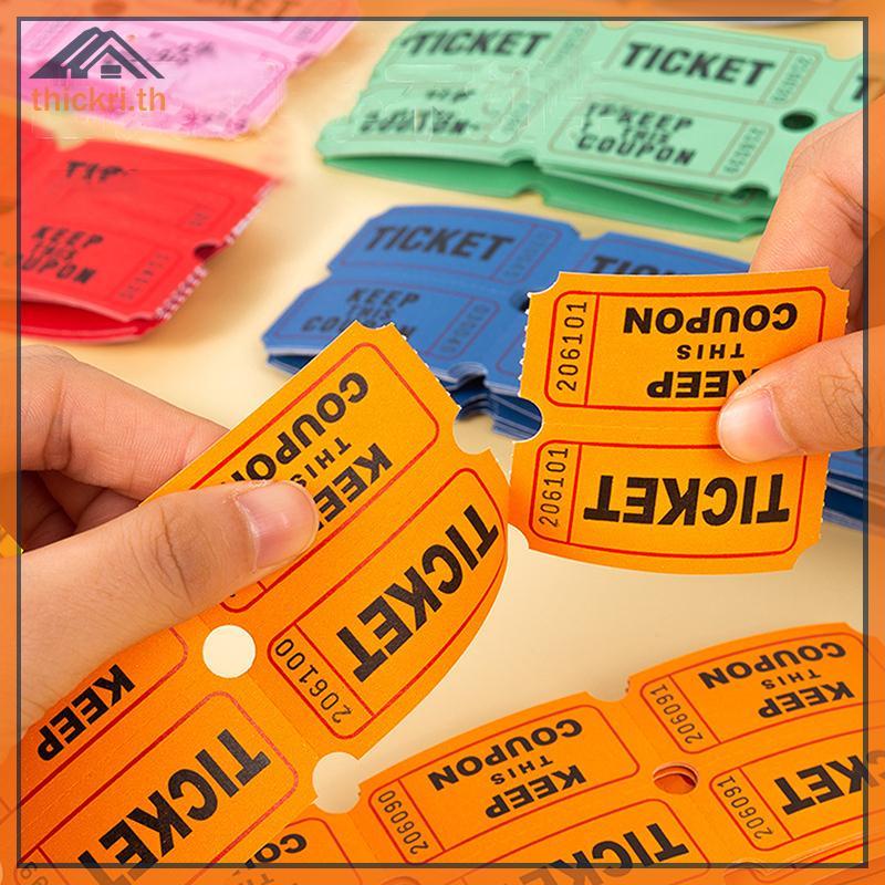 TT 100 ชิ้น Raffle Tickets สําหรับห้องเรียน Lottery Roll Of ป้ายกระดาษเดี่ยวกิจกรรมเครื่องดื่ม Raffl