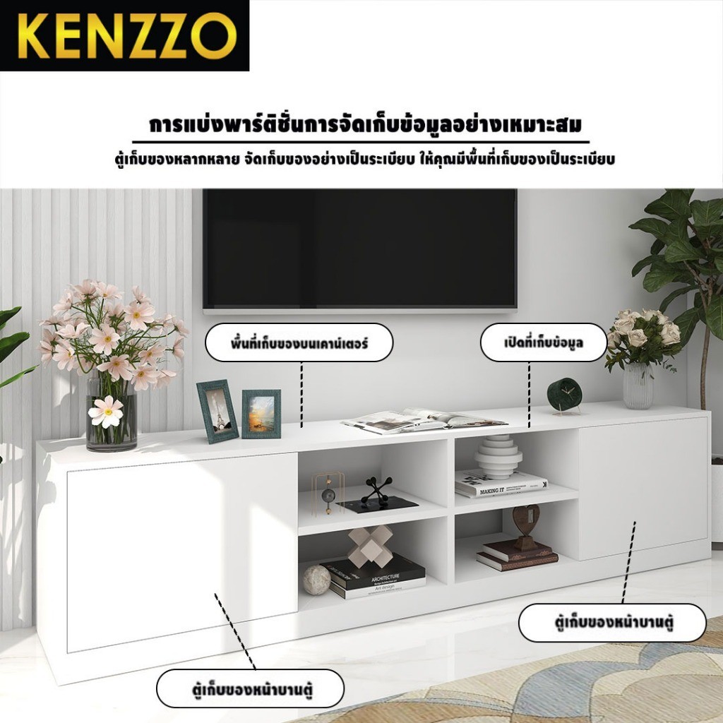 พร้อมส่ง KENZZO : ชั้นวางทีวี ขนาด 6 FT. / 5 FT. สไตล์ รูปที่ 8