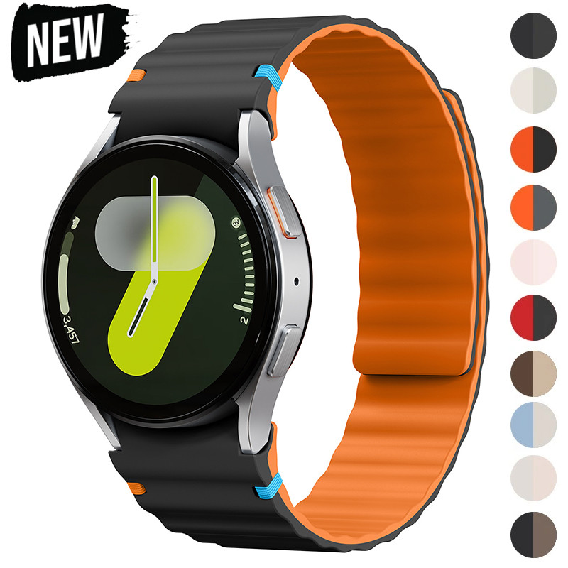 No Gaps Magnetic Band สําหรับ Samsung Galaxy Watch 7 6 5 4 40/44mm 5Pro 6 4 Classic 43/47mmSport สร้อยข้อมือซิลิโคน