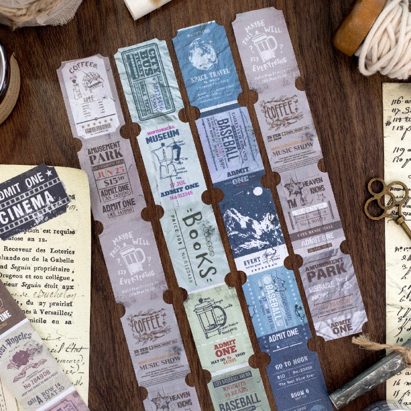 Journal GO 3x200 ซม.VINTAGE ป้ายกระดาษเทปสติกเกอร์แท็กตกแต่ง Scrapbooking อุปกรณ์ Junk Journal Kit ห