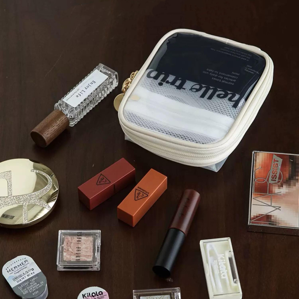 กระเป๋าใส่เครื่องสำอางใส แบบพกพา กันน้ำ ใช้งานง่าย วัสดุ PVC คุณภาพดี ใส่ของจุกจิกได้ - รูปที่ 5