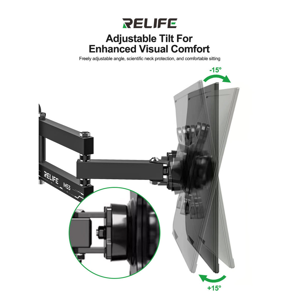 ขาตั้งจอภาพ ติดผนัง RELIFE MS3 ปรับหมุนได้ 360° รับน้ำหนัก 15 กก. ใช้สำหรับ จอ 14-27 นิ้ว เหล็กทนทาน