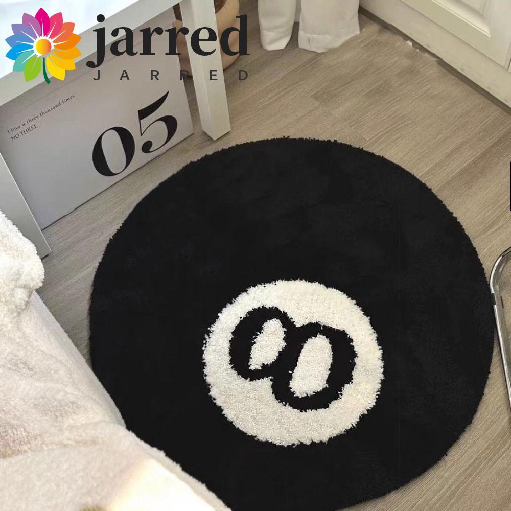 JARRED 8 Ball พรม, Anti-slip Soft 8 Ball Rug, Creative Plush ผิวสีดําที่เป็นมิตร 8 Ball Mat Hoom Dec