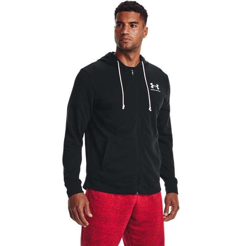 Under Armour Official UA Spring Summer Rival Mens Full Zipper ถัก Slim-fit Training Sports Jacket137