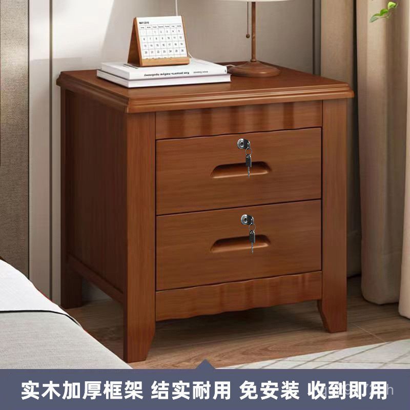 การจัดเก็บการจัดเก็บตู้เก็บของในครัวเรือนสไตล์จีนล็อคข้างเตียงไม้เนื้อแข็งที่ทันสมัยเรียบง่ายโต๊ะข้า