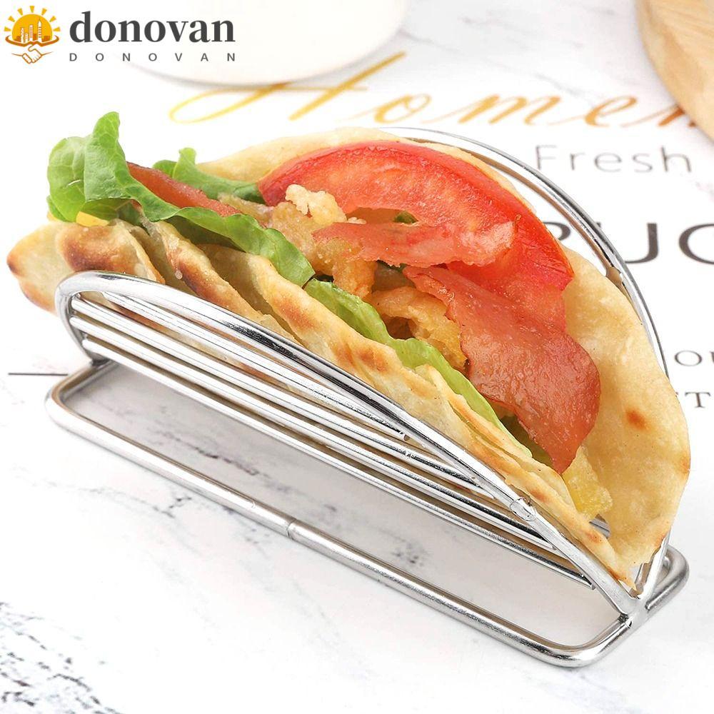 DONVAN Taco Holder with Easy-Access Handle Mexican Food Oven แผ่นถาดย่างสแตนเลส