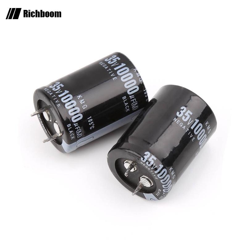 Rich 2 ชิ้นอลูมิเนียม Electrolytic Capacitor 35V 10000UF เครื่องขยายเสียง Electrolytic 10000UF 35V 2