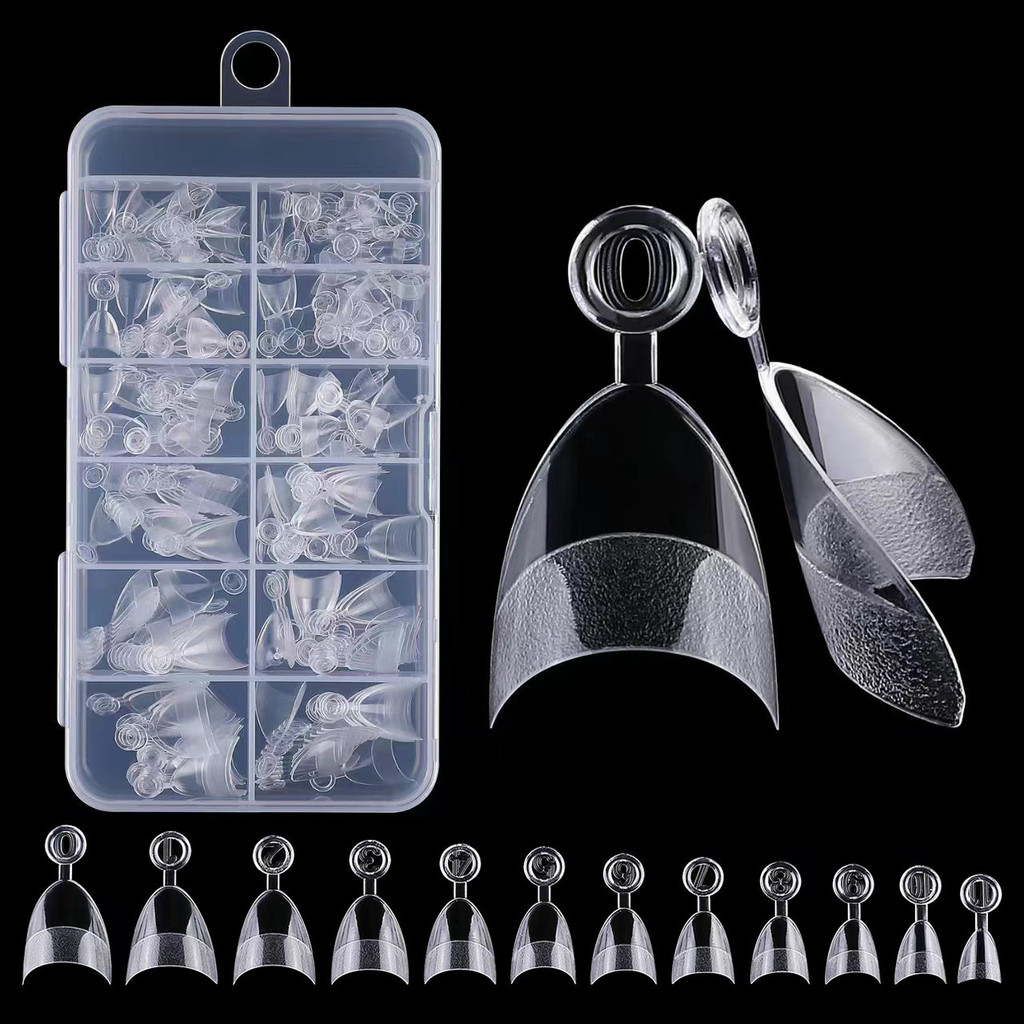 เล็บแต่งเล็บ ไร้ร่องรอย สั้นพิเศษ เล็บครึ่งแท่ง หัวกลมครึ่งแท่งสั้นพิเศษไม่มีรอยต่อพร้อมที่จับสไตล์ฝ