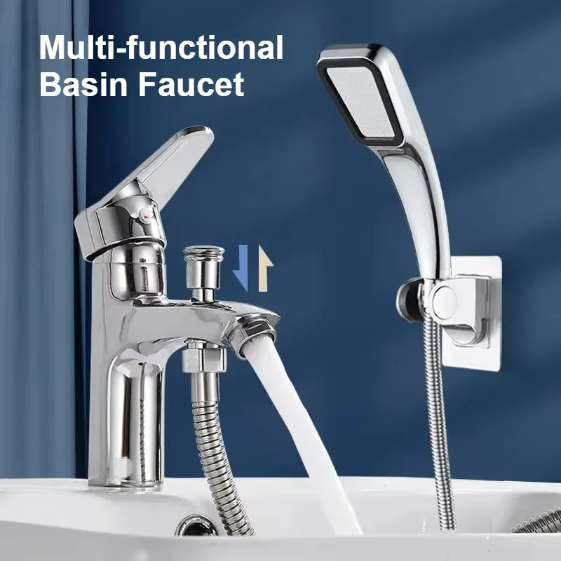 Shower Faucet Bathroom Single Hole Basin Faucet with Shower Accessories Sink Wash Basin Faucet Acces