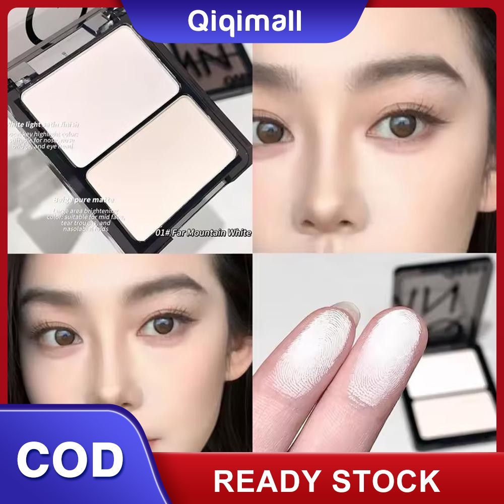 MGL Matte Highlighter Palette พาเลทไฮไลท์สองสีธรรมชาติ คอนทัวร์ ไฮไลท์จมูก 3D บรอนเซอร์ แป้งฝุ่น เนื