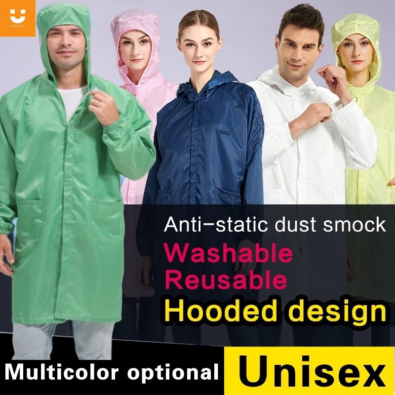 ESD Smock มีซิป Hooded Design S ~ 6XL Anti static PPE Gown Washable Lab Coat Cleanroom Suit Work Jacket Workwear Coverall Factory Electronic Uniform
