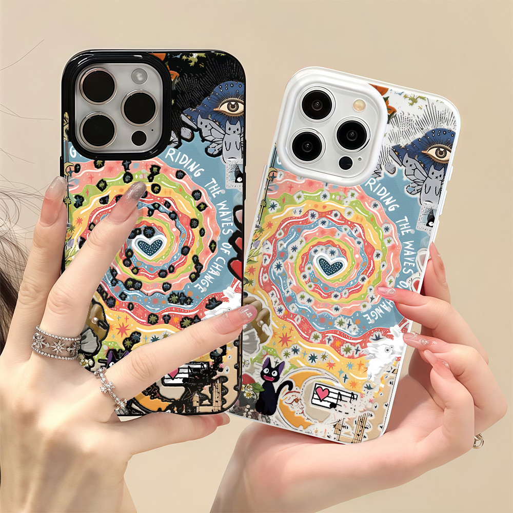 เคสโทรศัพท์มือถือเยลลี่ มีสีสัน สวย การ์ตูน โชคดี รักรูปร่างหัวใจ For IPhone16 15 14 13 11 6 7 8plus Pro Promax GDTPU538