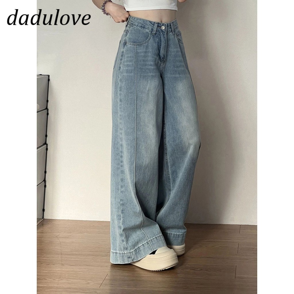 DaDulove💕 Women's Wide-leg Jeans Korean Retro High Waist Loose Slim Lazy Pear Shape