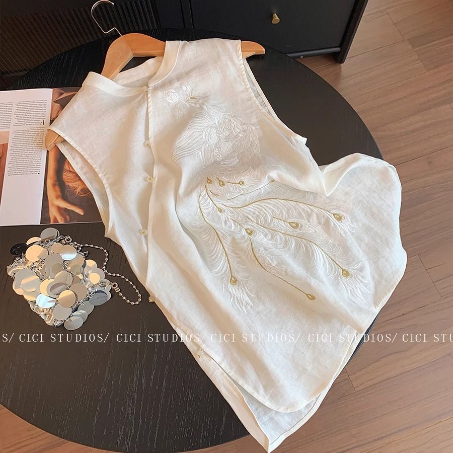เสื้อผ้าสไตล์จีนสำหรับผู้หญิง ฤดูใบไม้ร่วง มีสายคาดและรายละเอียดการปัก ให้ลุคย้อนยุคและกระชับสัดส่วน ราคา ถูกที่สุด ดีลบีเคเค แกลเลอรีภาพที่ 4