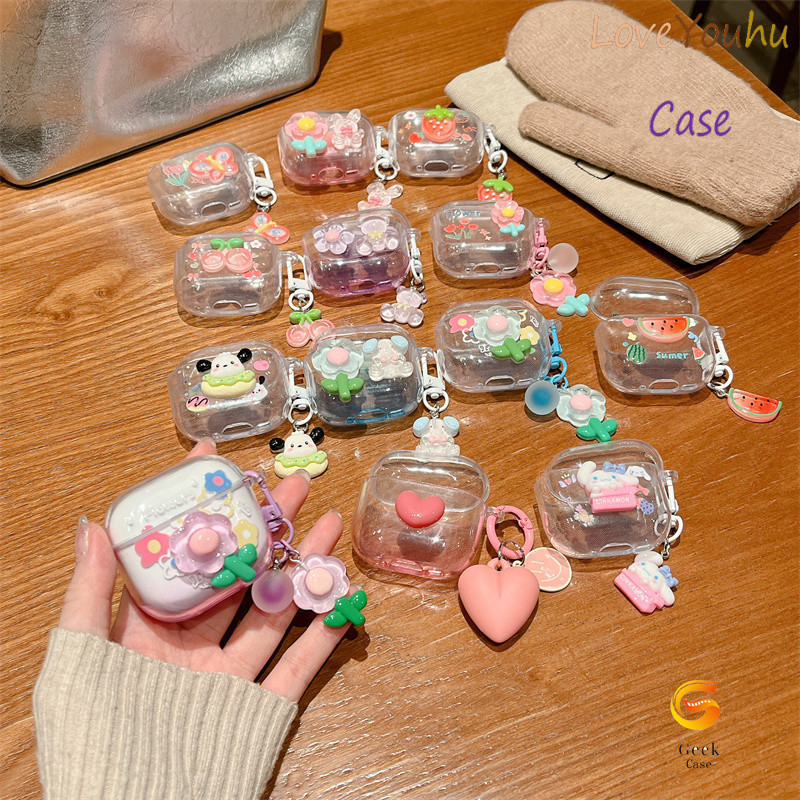 Loveyouhu สําหรับ Asaki AK-PODS3 เคสหูฟัง ลูกสุนัขดอกไม้รักน่ารัก