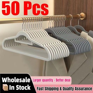 wholesale 50pc Non-slip Velvet Hangers Space-saving Elegant Coat Clothes Hanger Strong Durable