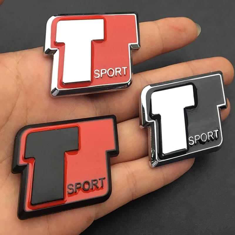 รถ 3D โลหะ T Sport Emblem Badge Decals จัดแต่งทรงผมสติกเกอร์สําหรับ Toyota Camry Corolla Hilux Yaris