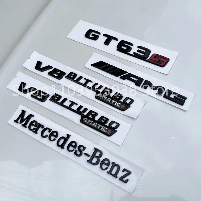 3D ABS Glossy โลโก้สีดํา GT63 สัญลักษณ์ตัวอักษร V8-BITurbo 4MATIC Fender Badge AMG สติกเกอร์สําหรับ 
