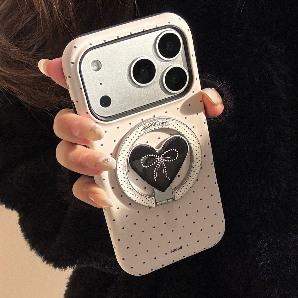 Ins Pearl Bow Tie เคสแม่เหล็กพร้อมที่วางสําหรับ Iphone 17 17Air 16 15 14 11 12 13 PRO MAX ปลอกฝาครอบป้องกัน AT2679 - รูปที่ 5