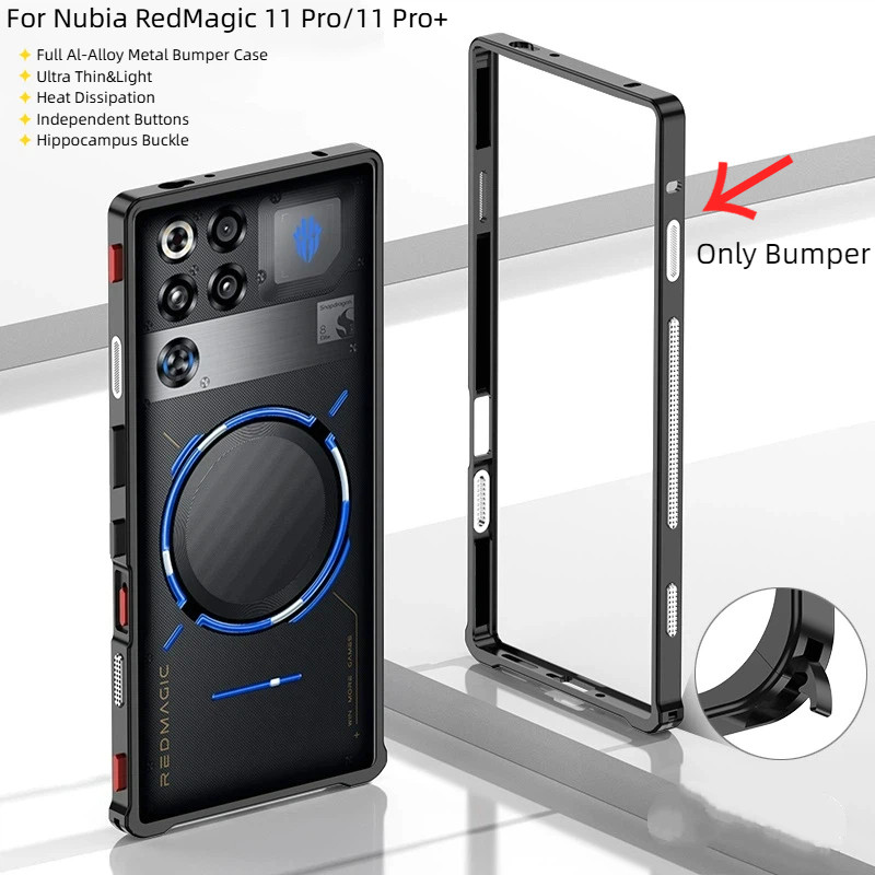 สําหรับ ZTE Nubia Red Magic 11 Pro 10Pro 10S Pro + 9Pro 9S Pro + กรณี Ultra Thin Light Hippocampus หัวเข็มขัดโลหะกรอบกันชนฝาครอบโทรศัพท์สําหรับ RedMagic 11Pro + 10 Air
