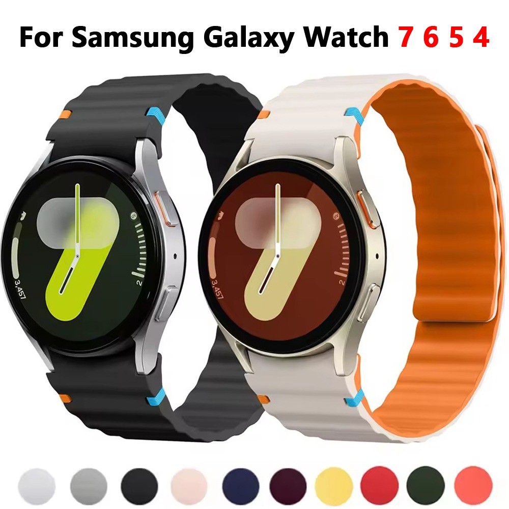 สายซิลิโคนแม่เหล็กสําหรับ Samsung Galaxy Watch 7 6 4 5 4 Classic 5 Pro 40 มม.44 มม.
