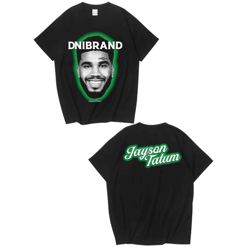 Jayson Tatum Tatum American Basketball Heavy Retro แขนสั้นล้าง Distressed Sleeve ผ้าฝ้ายแท้คอเล็ก T