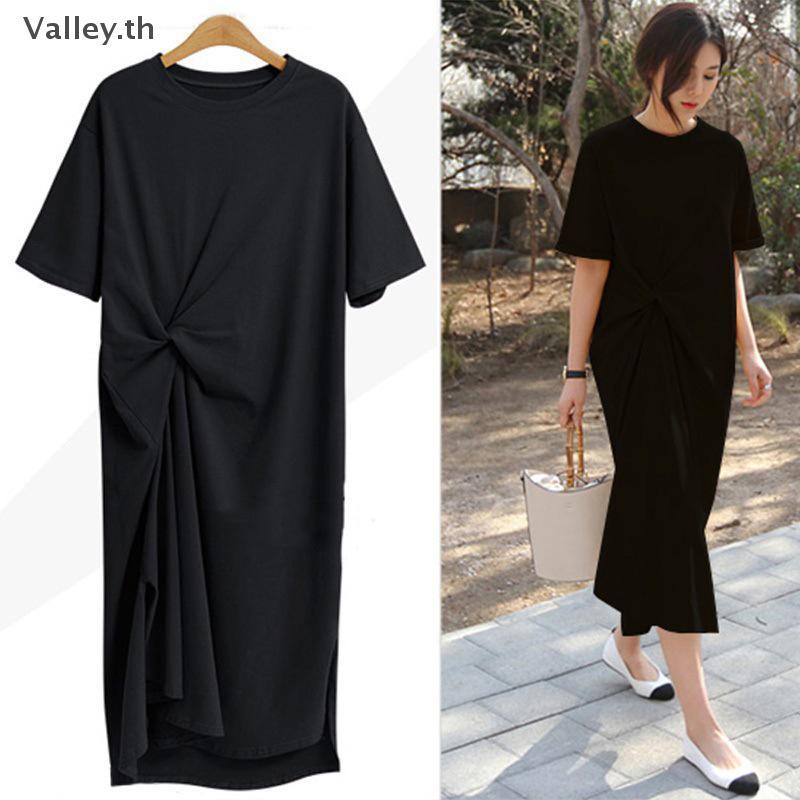 เสื้อยืดสีดำ, ชุดดำทางการ, ชุดไว้ทุกข์, เสื้อเชิ้ตสีดำสำหรับเจ้าหน้าที่ราชการ ชุดเดรสผู้หญิงสีดำล้วนผูกปม เสื้อยืด ออกแบบให้เบาและสบาย ใส่ง่าย
