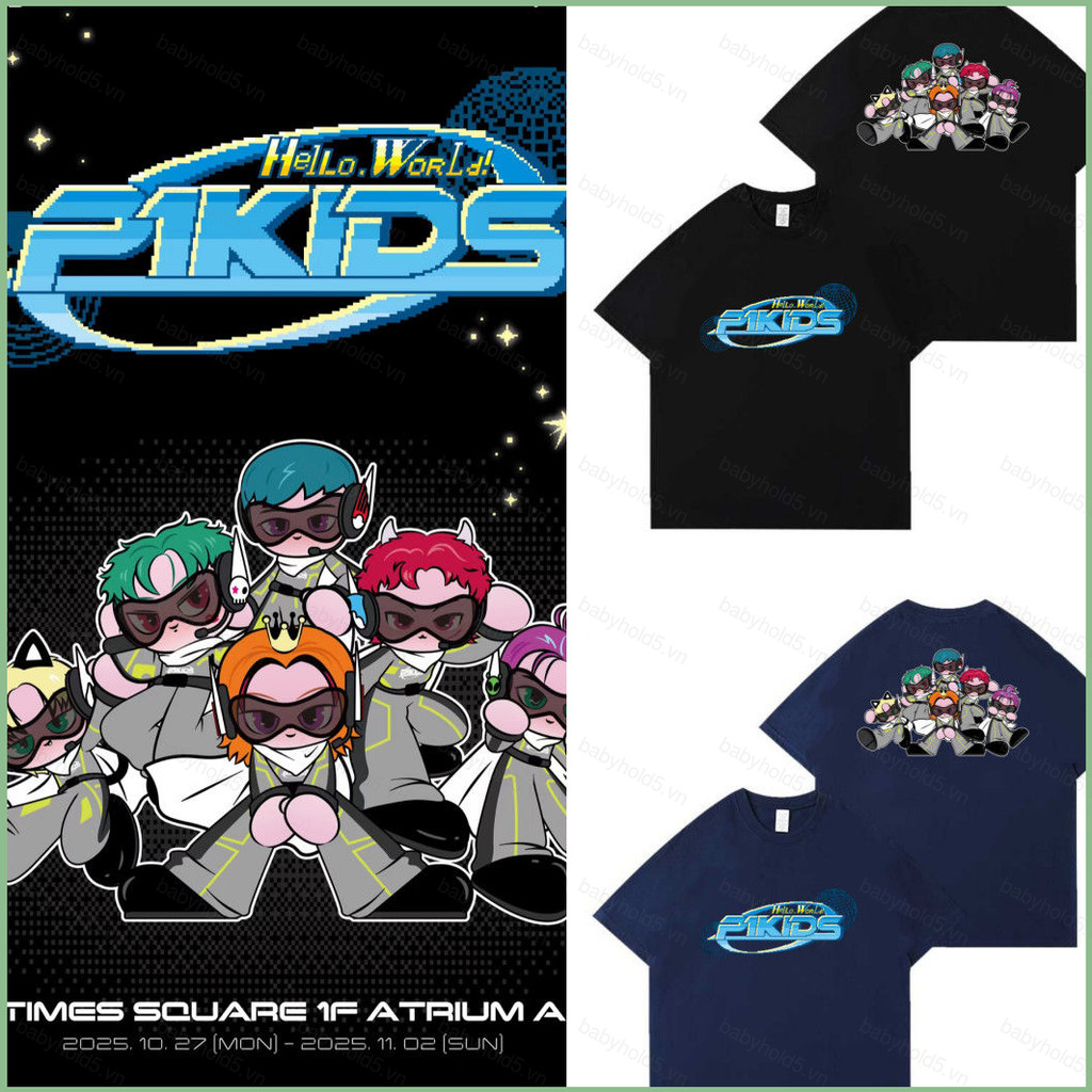 BH5 P1Harmony P1KIDS Hello World pop-up shop KPOP เสื้อยืดแขนสั้นด้านบน BH5