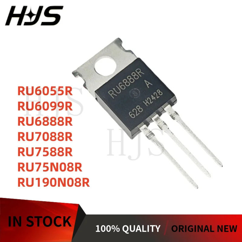 5PCS RU7588R RU6055R RU6099R RU190N08R RU75N08R RU7088R RU6888R TO-220 Field Effect ทรานซิสเตอร์
