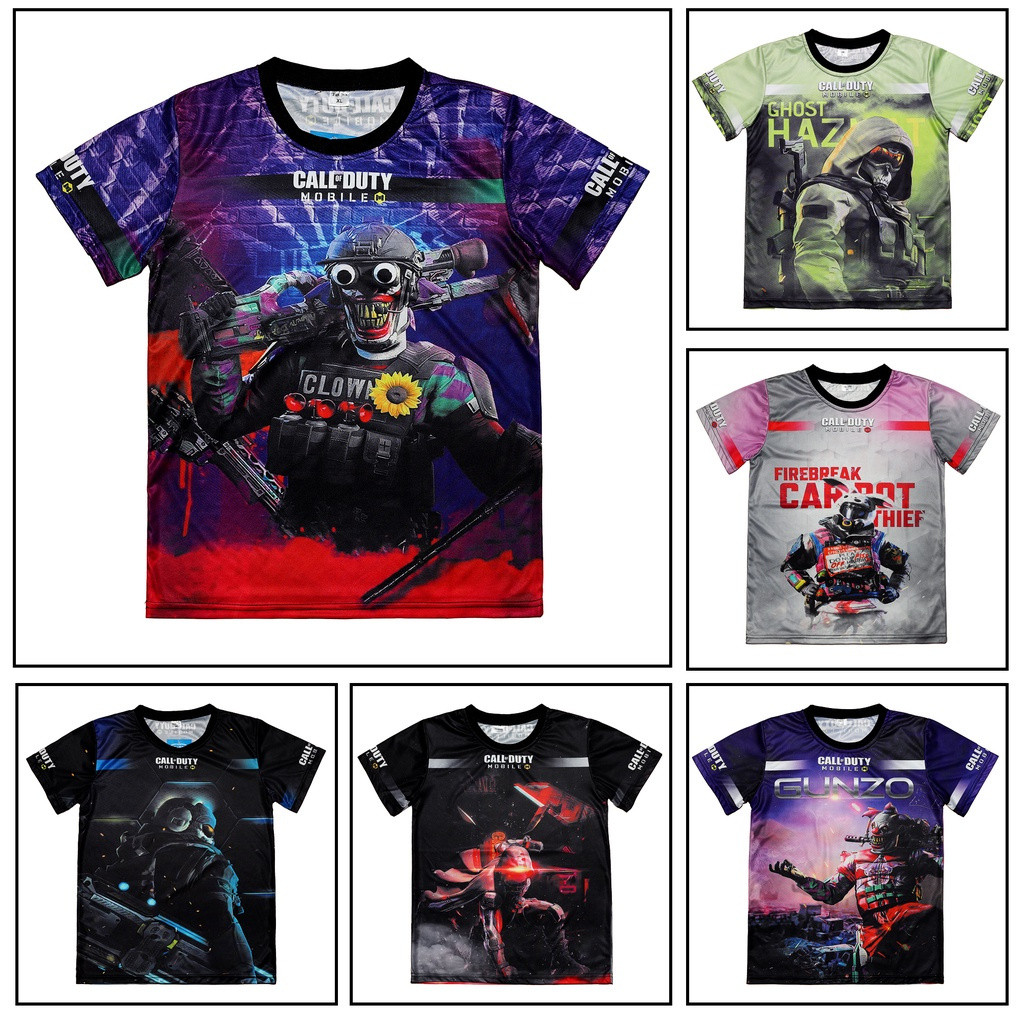 เสื้อยืดเด็ก Call of Duty Jersey พิมพ์ตัวการ์ตูนเกม CODM เสื้อ [5-12 ปี]
