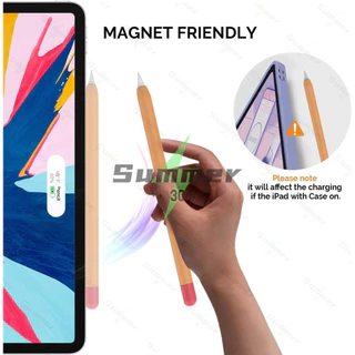 เคสสำหรับ Apple Pencil 1st 2nd 3th Pencil Pro บางเฉียบ ฝาครอบป้องกันซิลิโคน เข้ากันได้กับการชาร์จแบบแม่เหล็ก แตะสองครั้ง