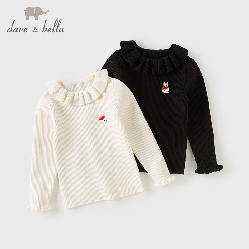 Dave Bella 9M-9Y เด็กหญิง เสื้อสเวตเตอร์สีพื้น แขนยาว ใส่สบายและอบอุ่น ลายกระต่าย DB4254431
