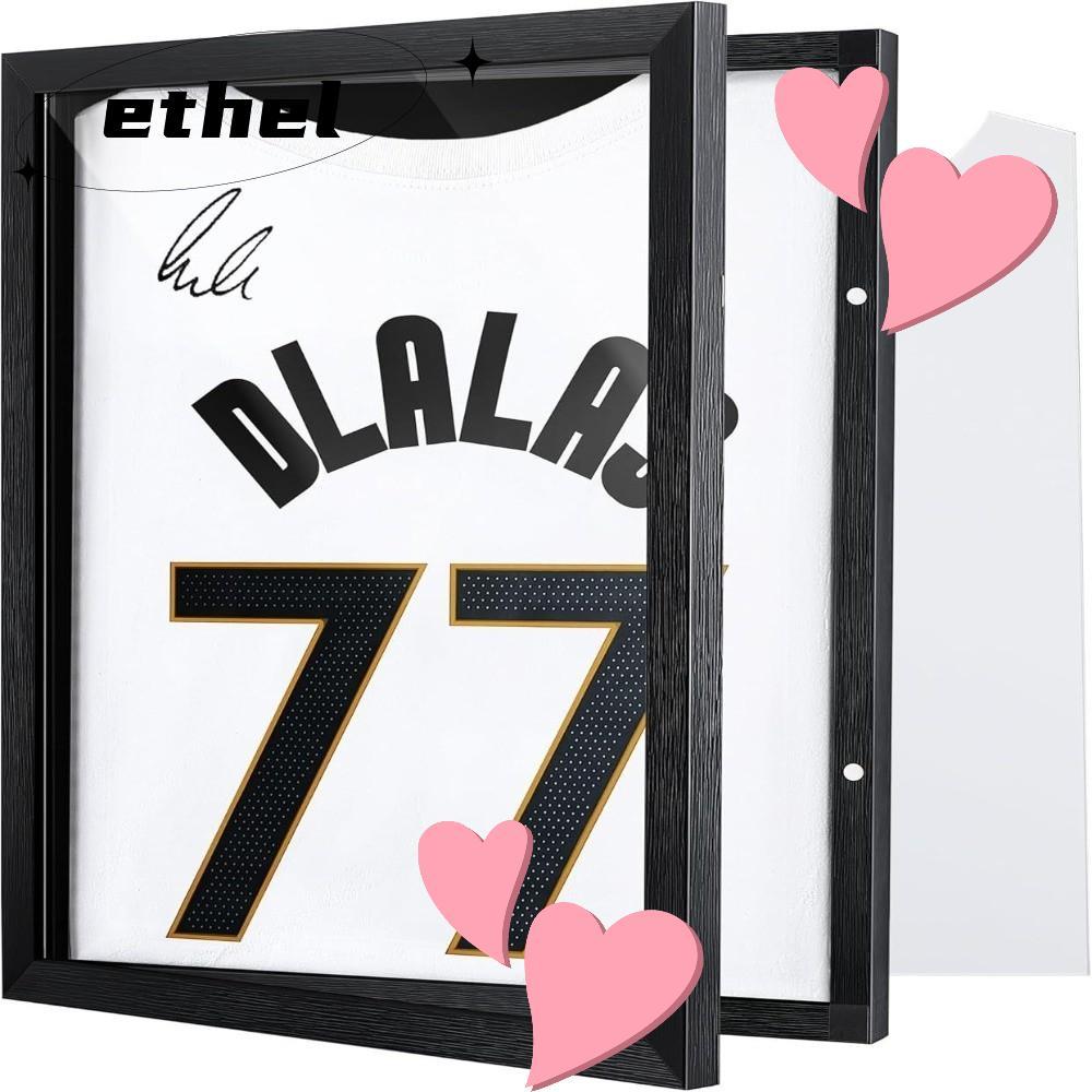 ETHEL กรอบเสื้อฟุตบอล,1313 นิ้วอะคริลิค Glass Jersey Frame Display ,ของขวัญ Magnetic Attraction Black Engineered Wood Display Band เสื้อยืด