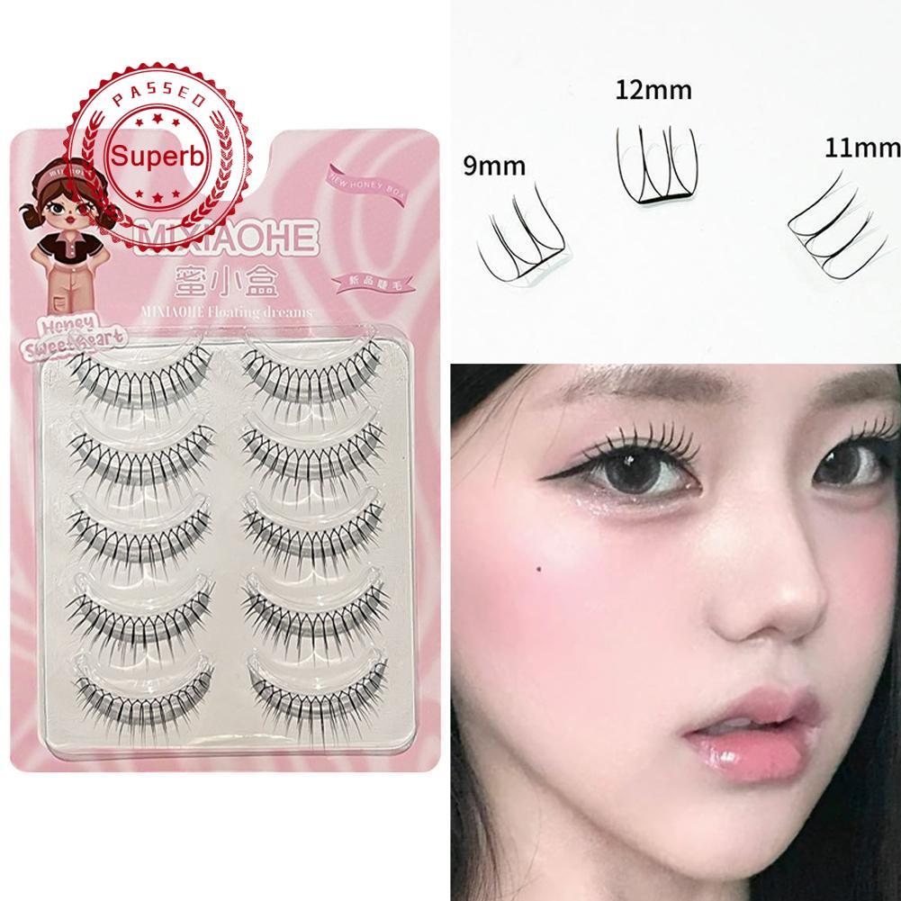 ใหม่ V รูปขนตาปลอมสาวเกาหลี Group ขนตาปลอมธรรมชาติ Fairy Extension Lashes เครื่องมือ J7g8